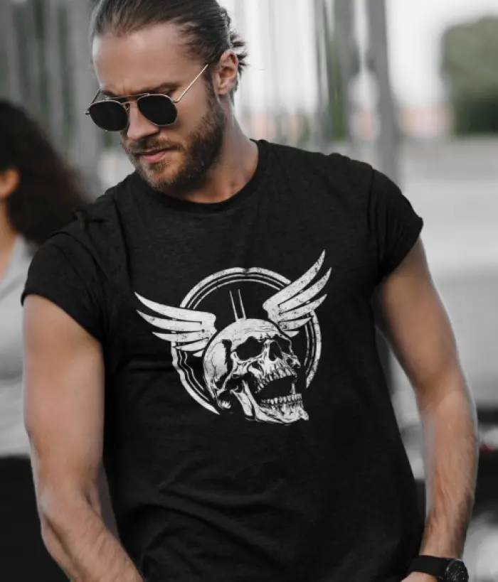 Skull & Wings Biker Shirt