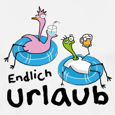 endlich-urlaub-flamingo-schildkroete-maenner-premium-t-shirt_design_1